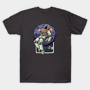 Retro Astronaut Floating in Space T-Shirt